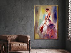 Girl Playing Violin Painting, Colorful Canvas Art, Dress Painting, Dancer Poster, Wall Art Canvas Design, Framed Canvas
