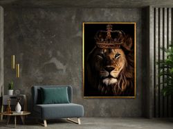 green eyed lion, lion king canvas wall art design, lion canvas set, lion poster, animal wall art, animal poster, framed