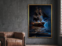 Sailing Ship Print On Canvas, Modern Wall Art, Canvas Wall Set, Large Wall Art, Wall Art Canvas Design, Framed Canvas Re