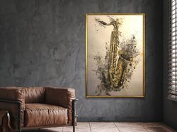 saxophone canvas print, music art, saxophone canvas poster, instrument poster, wall art canvas design, framed canvas rea
