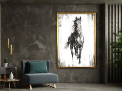 Wild Horse Canvas Wall Art Print, Running Horse Wall Art, Animals Poster, Wall Art Canvas Design, Ready To Hang Decorati