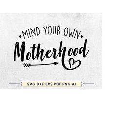 Mind Your Own Motherhood SVG, Mother's Day svg file, Funny Mom shirt design, cut file for Cricut, gift for mom, mom life