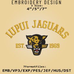 IUPUI Jaguars embroidery design, NCAA Logo Embroidery Files, NCAA IUPUI Jaguars, Machine Embroidery Pattern