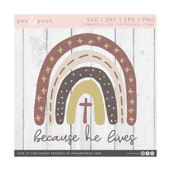 Because He lives Svg - Easter Svg -  Easter Rainbow SVG - Easter Rainbow Png - Rainbow SVG - Rainbow Cut Files -  Easter