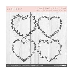 Heart Wreaths SVG - Heart Cut File - Heart Files - Valentine's Day SVG - Love Wreaths - Wreath Bundle - DXF File - Digit