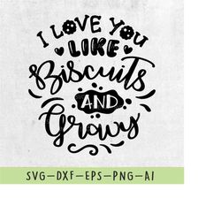 I Love You Like Biscuits And Gravy SVG, Valentines Svg, Funny quote svg, Cooking love svg, cut files for Cricut, Silhoue