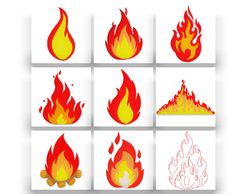 Fire Flame Embroidery design Bundle. Camp Fire Embroidery