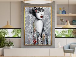 Geisha Art Print, Japanese Woman Art, Banksy Wall Art, Geisha Wall Art, Japanese Graffiti Art Print, Asian Art Design, F