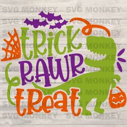 Trick Rawr Treat svg, Kids Halloween svg, Boy Halloween Shirt svg file, Dinosaur svg, T-rex Cut File  SVG EPS DXF PNG