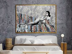 Naked Lady Print, Banksy, Japanese Woman Art, Geisha Wall Art, Graffiti Art Print, Asian Art, Kimono Art Design, Framed