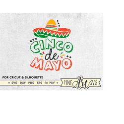 Cinco de Mayo SVG cut file for Cricut and Silhouette, Fiesta Svg sign, Sombrero svg, Mexican Holiday svg design, Cinco d