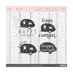 Happy Camper SVG - Camper SVG - Camping SVG - Happy Camper Clip Art - Happy Camper - Summer  Camping Clip Art - Svg File