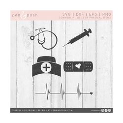 Nurse SVG - Nurse   Nurse SVG Files - Bandaid  Stethoscope  Heart Beat Svg  - Files for Cricut   Eps