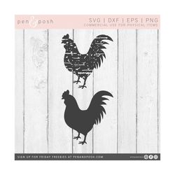 Chicken SVG - Rooster SVG - Distressed Chicken Svg - Grunge Chicken Svg - Chicken Cut File - Farm Svg - Farm Cut Files -