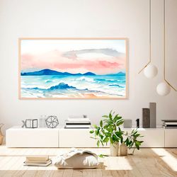 Samsung frame tv art Abstract Watercolor Sea Landscape TV wall art Abstract modern paint wall art Digital Art