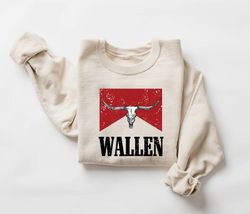 Cow Skull Western Style Apparel, Country Music Sweatshirt, Wallen Womens Western Sweatshirt, Wallen Bleached Tee, Wallen