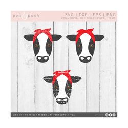 Cow Face Bandana SVG - Cow SVG - Cow Head SVG - Cow Face Svg - Cow With Bandana - Cow Face Dxf - Cow Face Cut File - Cow
