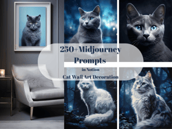250 Cat Midjourney Prompts used for home/office decoration, Cat Wall Art, Midjourney Prompts 2023, Notion, Digital Art