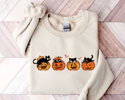 Halloween Sweatshirt, Cat Sweatshirt, Halloween Sweater, Cool Halloween Cat Sweatshirt, Cat Lover Hoodie, Black Cat Swea