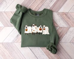 Halloween Sweatshirt, Ghost Cows Sweatshirt, Halloween Crewneck, Ghost Shirt, Cow Lover Gift, Funny Halloween Cow Sweats