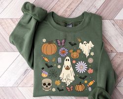Halloween Sweatshirt, Halloween Doodles Sweatshirt, Halloween Women Gifts, Funny Halloween Hoodie, Spooky Doodle, Trick