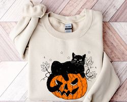 Halloween Sweatshirt, Pumpkin Cat Sweatshirt, Funny Halloween Sweatshirt, Cat Sweatshirt, Halloween Cat Shirt, Cat Lover