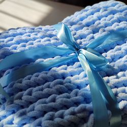 Blue blanket for newborn soft bedspread for baby