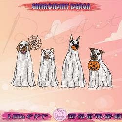 Ghost Dog With Pumpkin Embroidery Design, Halloween Embroidery Design, Machine Embroidery Designs, Embroidery File