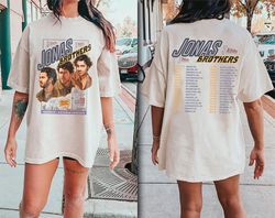 Jonas Brothers Double Sided T shirt, Five Albums One Night Tour Dates Shirt, Concert 2023 Retro Unisex Gift, Jonas Broth