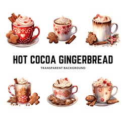 Hot Cocoa Gngerbread  png - Transparent Background - Hgh Qualty - Commercial Use - Digital Download -