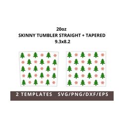 20oz Skinny Christmas Tree Tumbler Svg, 20oz Skinny Straight and Tapered Christmas Tumbler Template Svg, Cricut Cut File