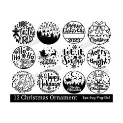 Christmas ornament svg bundle,Christmas svg,Believe svg,Christmas cut file,Christmas scene svg,Round ornament svg,Let It