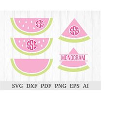 Watermelon Monogram SVG File, Watermelon SVG, Fruits SVG, Summer svg cutting files, cricut & silhouette, vinyl, dxf, ai,