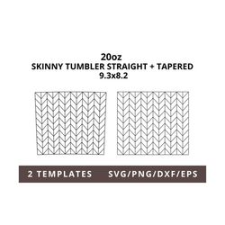 Tangram Tumbler SVG DXF PNG, 20 oz Skinny Tangram Tumbler Cut File, Chevron Tumbler Template, Chevron Pattern Template