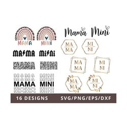 Mama and Mini Svg Bundle,  Mommy and Me svg, Mama Mini Rainbow Svg, Mama and Me Leopard Svg, Mama Rainbow Svg, Mom and M