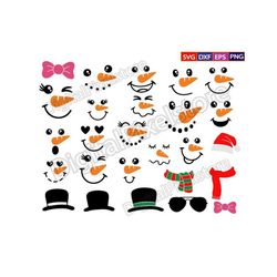 Snowman Faces Svg,Snowman Svg,Christmas Snowman svg,Christmas svg bundle,Svg file for Cricut,Silhouette,Png,Vector,INSTA