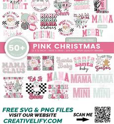 Retro Christmas png Bundle, pink Christmas png, groovy christmas png, mega png bundle, christmas, pink santa png, sublim