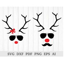 Deer SVG, Reindeer SVG, reindeer with glasses, Christmas SVG, svg cutting file, cricut & silhouette, vinyl, dxf, ai, pdf