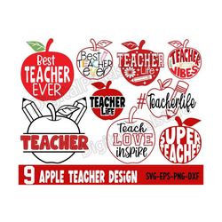 Best Teacher Ever Apple SVG Design File,Teacher Apple Svg,teacher life apple shirt,Teacher Shirt Svg,Teacher Gift Svg,te