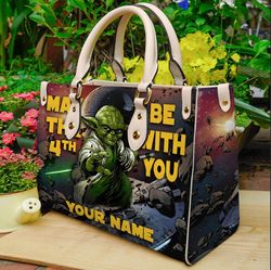 Baby Yoda Leather HandBag , Star Wars Handbag ,May The 4th Be With You