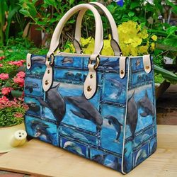 Dolphin Leather HandBag,Dolphin Bag,Animal Handbag