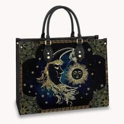 Hippie Leather Bag Moon And Sun Leather Bag,Moon and Sun Handbag,Women Skull Handbag