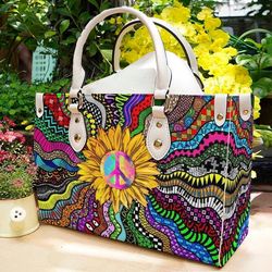 Hippie Sunflower Handbag,Sunflower bag,Hippie Leather Bag