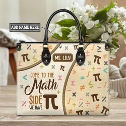 Math Teacher Leather HandBag,Teacher Handbag, Teacher Gift Leather Bag