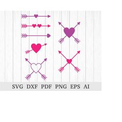 Heart Arrow SVG, Heart Arrow DXF, Arrow Heart svg, Arrow Heart Clipart, Arrow SVG File, cricut & silhouette, dxf, ai, pd