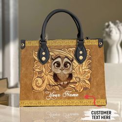 Personalized Owl Leather Handbag, Personalized Gift for Owl Lovers Leather Bag,Crossbody bag