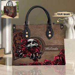 Personalized Skull Leather Handbag ,Tote Bag,Leather Tote For Women Leather handBag