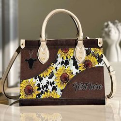 Sunflower Leather Bag,Women Leather Handbag,Crossbody Bag