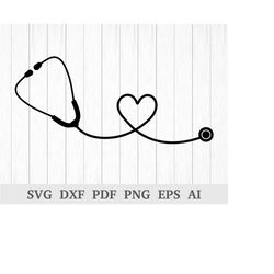 Stethoscope Heart SVG, Nurse Heart Stethoscope SVG, Nurse svg, svg cutting file, cricut & silhouette, vinyl, dxf, ai, pd