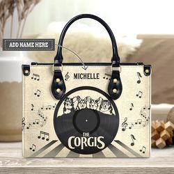 The Corgi Vinyl Record Handbag,Personalized Corgi Leather Handbag,Dog Handbag